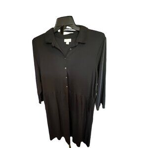 J.Jill Knit Shirt Dress 3/4 Sleeve Collar Button Front Knee Length‎ Classic Size